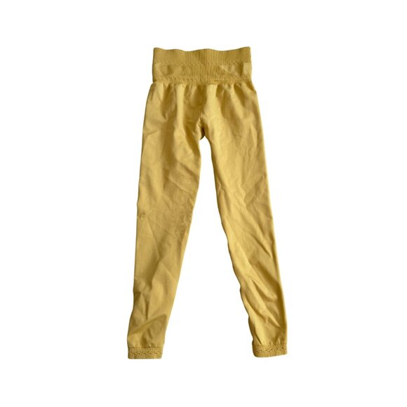 GYMSHARK Marigold Yellow Crochet Trim Crop Leggings Tights Size Small - Picture 4 of 7